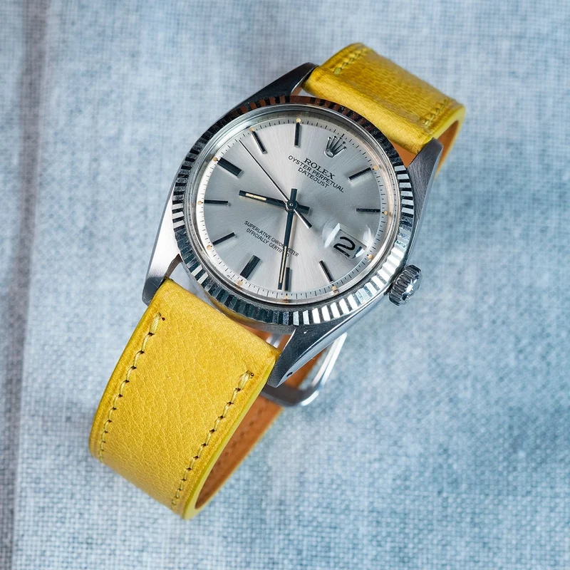 Bracelet de montre chèvre jaune