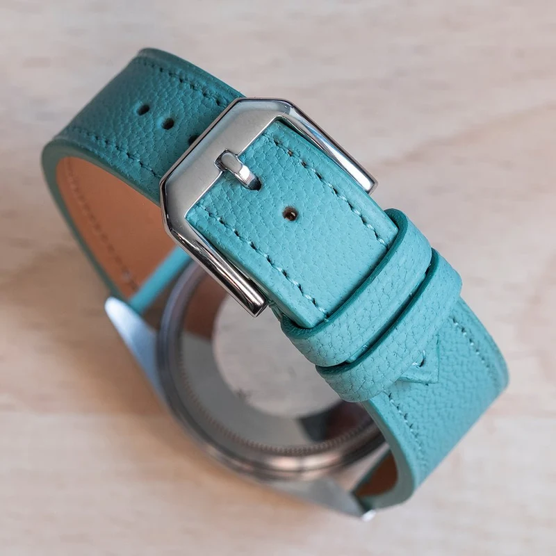 Bracelet de montre chèvre bleu tiffany