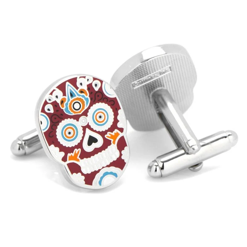 Red Sugar Skull Cufflinks