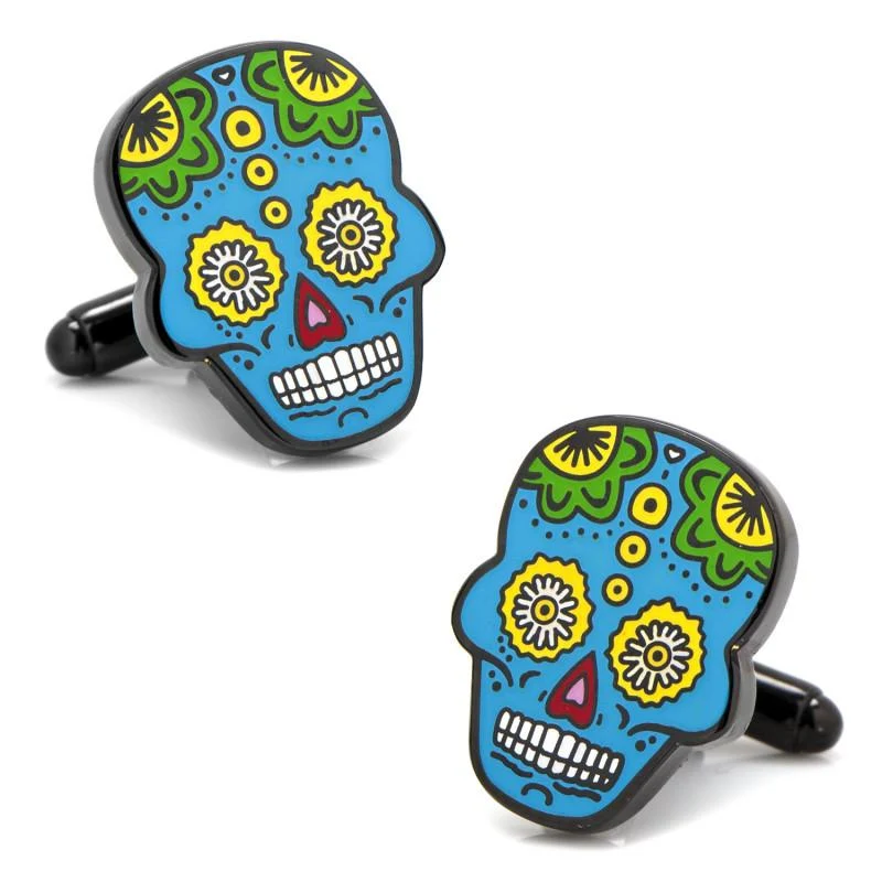 Blue Sugar Skull Cufflinks