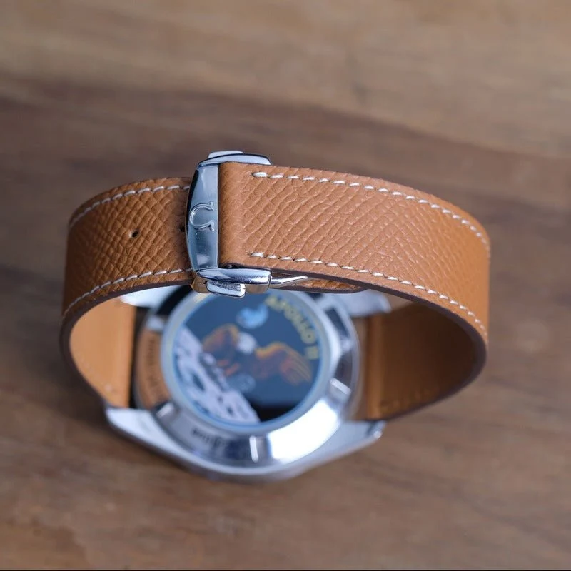 Bracelet veau grainé whisky compatible boucle déployante omega