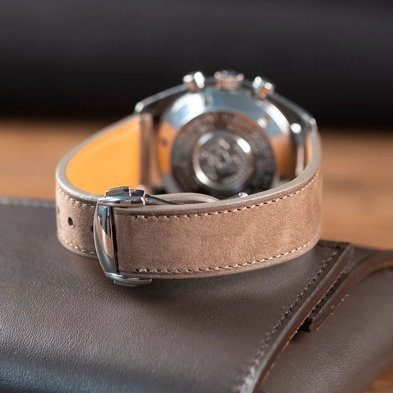 Bracelet Nubuck taupe compatible boucle déployante omega