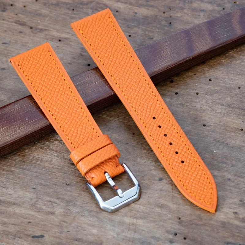 Bracelet de montre veau grainé orange