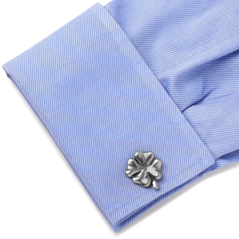 Pewter Lucky Four Leaf Clover Cufflinks