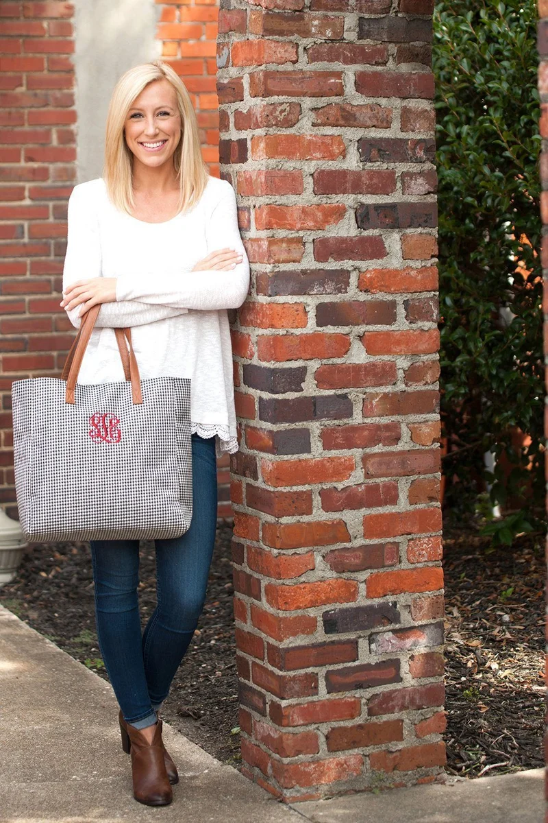 Houndstooth Tote - Personalized