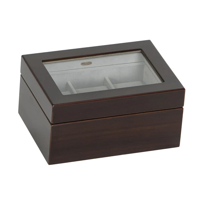 Granby Glass Top Wooden Watch Box in Mahogany Finish