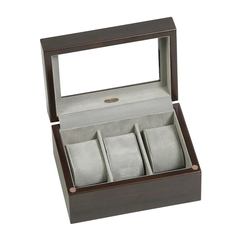 Granby Glass Top Wooden Watch Box in Mahogany Finish