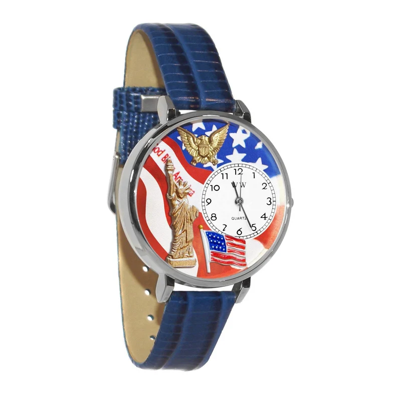 July 4th Patriotic Watch in Silver (Large)