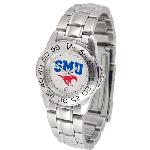 Southern Methodist Mustangs Ladies Steel Band Sports Watch