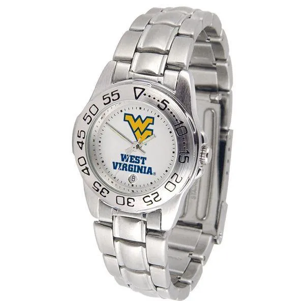West Virginia Mountaineers Ladies Steel Band Sports Watch