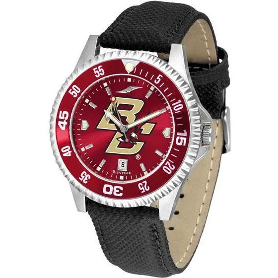 Boston College Eagles Mens Competitor Ano Poly/Leather Band Watch w/ Colored Bezel