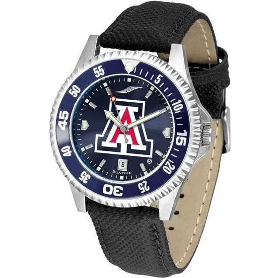 Arizona Wildcats Mens Competitor Ano Poly/Leather Band Watch w/ Colored Bezel