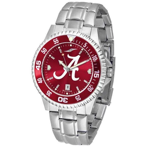 Alabama Crimson Tide Mens Competitor AnoChrome Steel Band Watch w/ Colored Bezel