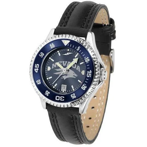 Nevada Wolfpack Ladies Competitor Ano Poly/Leather Band Watch w/ Colored Bezel