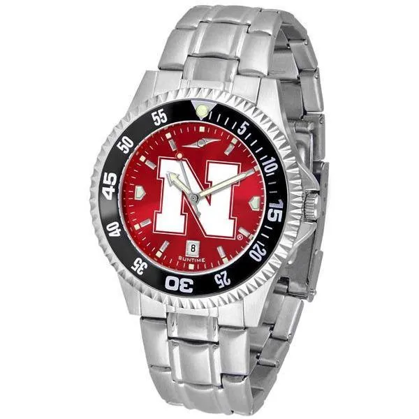 Nebraska Cornhuskers Mens Competitor AnoChrome Steel Band Watch w/ Colored Bezel