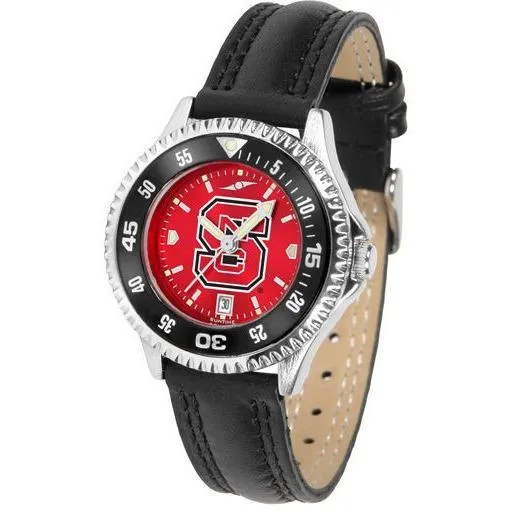 North Carolina State Wolfpack Ladies Competitor Ano Poly/Leather Band Watch w/ Colored Bezel