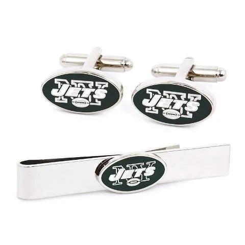New York Jets Cufflinks and Tie Bar Gift Set