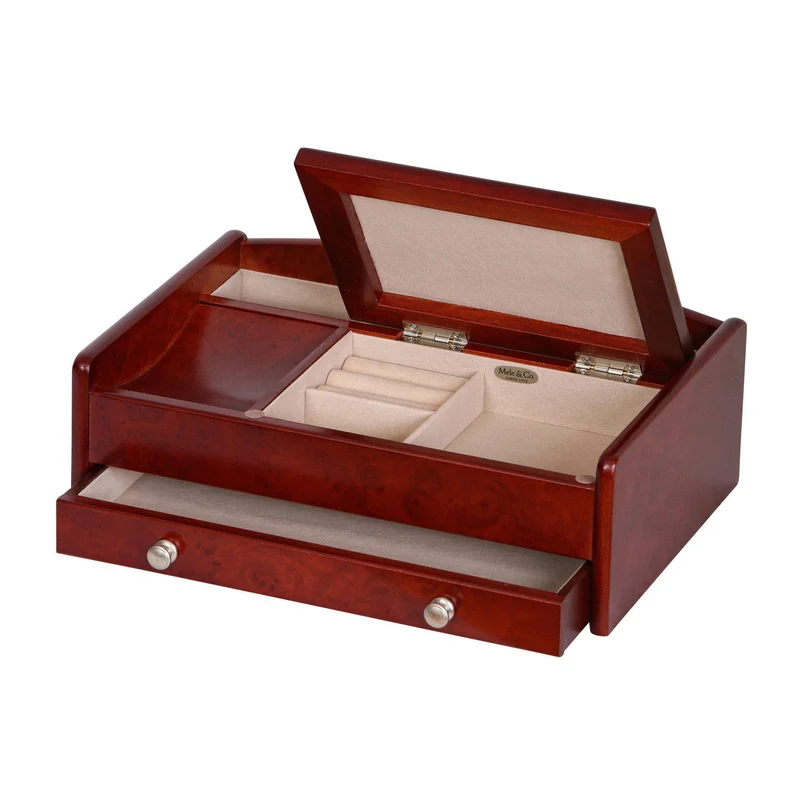 Davin Men's Dresser Top Valet in Dark Burlwood Walnut Finish