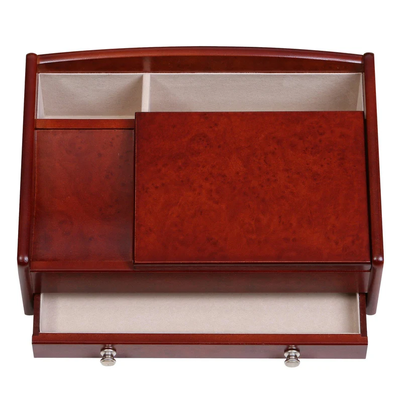 Davin Men's Dresser Top Valet in Dark Burlwood Walnut Finish