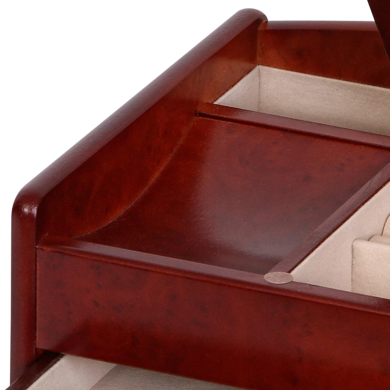 Davin Men's Dresser Top Valet in Dark Burlwood Walnut Finish