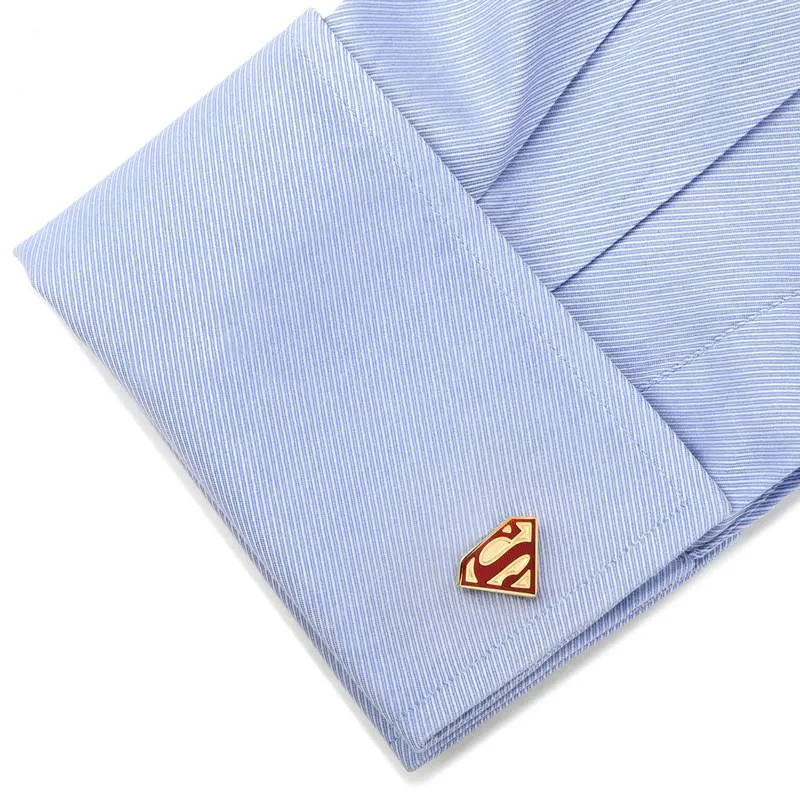 Gold Enamel Superman Shield Cufflinks