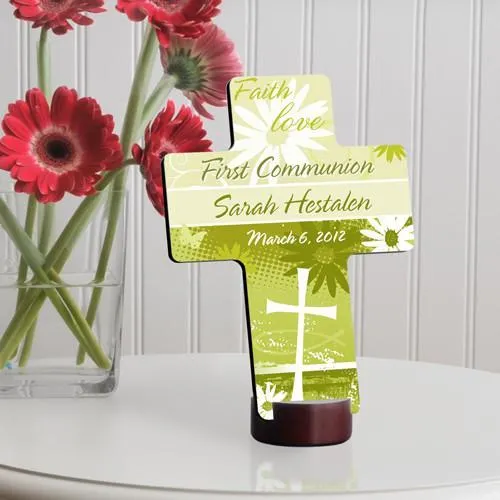 Delicate Daisy Personalized First Communion Cross