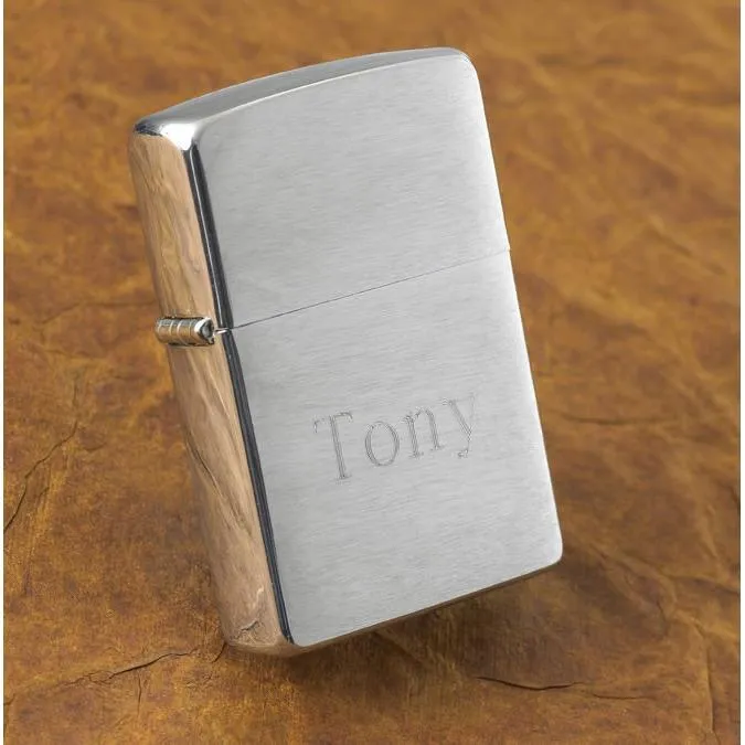Brushed Chrome Personalized Zippo Lighter