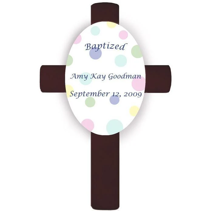 Polka Dot Personalized Baptismal Cross