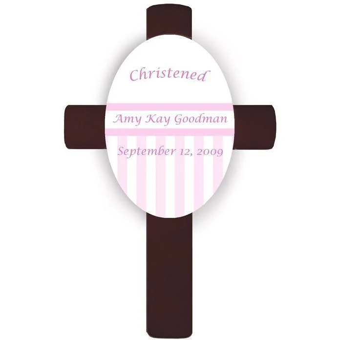 Pink Personalized Baptismal Cross