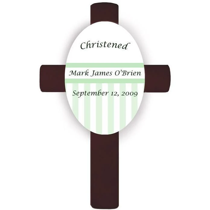 Green Personalized Baptismal Cross