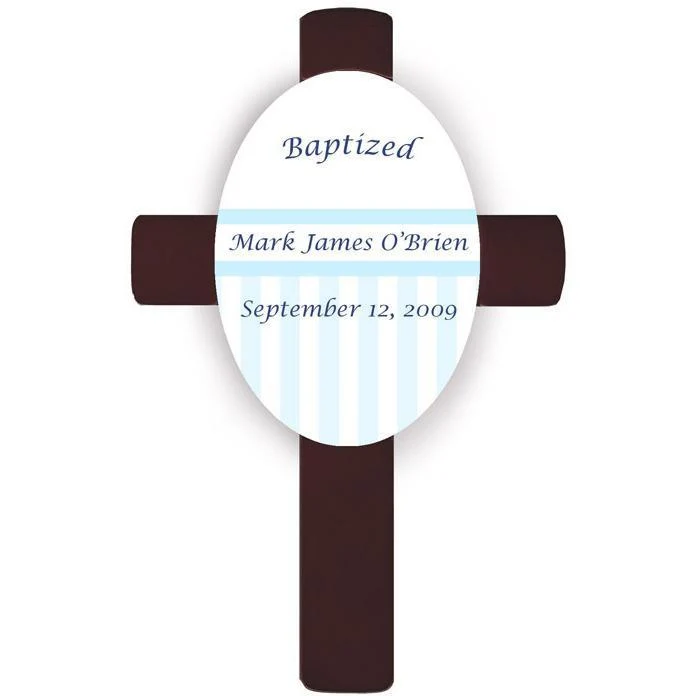 Blue Personalized Baptismal Cross